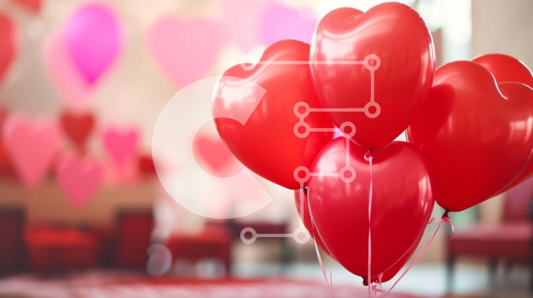 Intra Συλλεκτικό Ξύλινο Παζλ Plywood  4mm - Κόκκινα μπαλόνια σε σχήμα καρδιάς που επιπλέουν στον αέρα Σε Ξύλινο Κουτί - Διαστάσεις Puzzle: 10x10 cm – 25 κομμάτια