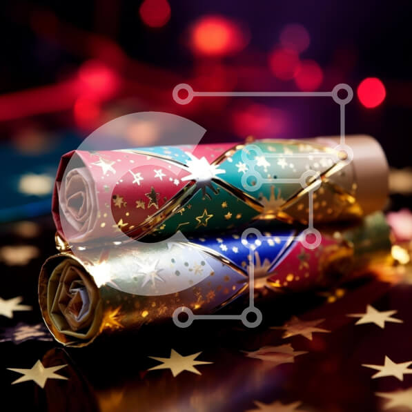 Intra Συλλεκτικό Ξύλινο Παζλ Plywood  4mm - Εορταστικά κράκερ σε ένα διακοσμημένο τραπέζι Σε Ξύλινο Κουτί - Διαστάσεις: 10x10 cm – 25 κομμάτια