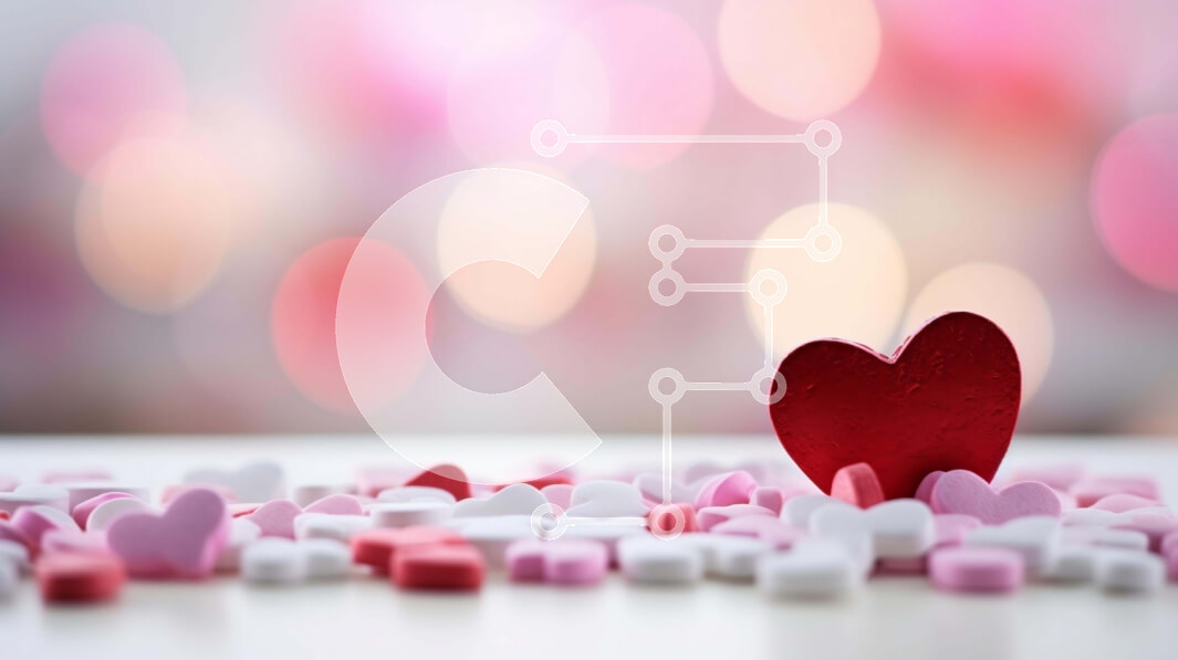 Intra Συλλεκτικό Ξύλινο Παζλ Plywood  4mm - Καρδιά καραμέλας ημέρας του Αγίου Βαλεντίνου και φόντο πολύχρωμες καραμέλες Σε Ξύλινο Κουτί - Διαστάσεις: 10x10 cm – 25 κομμάτια