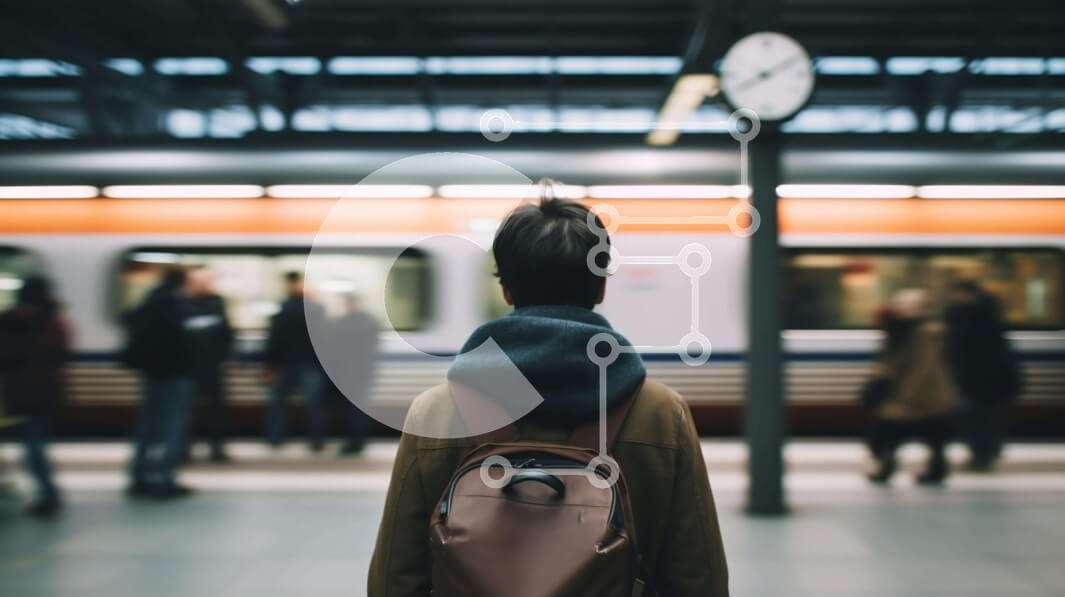 Intra Συλλεκτικό Ξύλινο Παζλ Plywood  4mm - Άτομο που περιμένει στο σταθμό του μετρό Σε Ξύλινο Κουτί - Διαστάσεις Puzzle: 10x10 cm – 25 κομμάτια