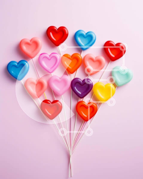 Intra Συλλεκτικό Ξύλινο Παζλ Plywood  4mm - Πολύχρωμο μπουκέτο γλειφιτζούρι σε σχήμα καρδιάς σε ροζ φόντο Σε Ξύλινο Κουτί - Διαστάσεις Puzzle: 10x10 cm – 25 κομμάτια