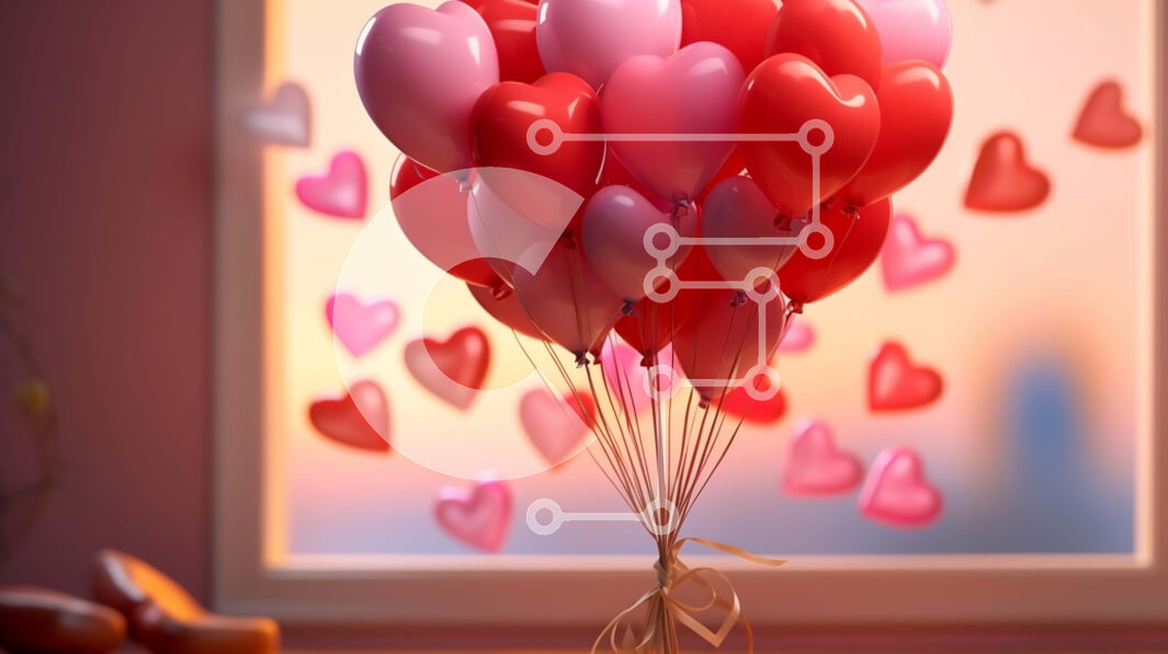 Intra Συλλεκτικό Ξύλινο Παζλ Plywood  4mm - Γιορτή του Αγίου Βαλεντίνου με μπαλόνια και καρδιές Σε Ξύλινο Κουτί - Διαστάσεις Puzzle: 10x10 cm – 25 κομμάτια