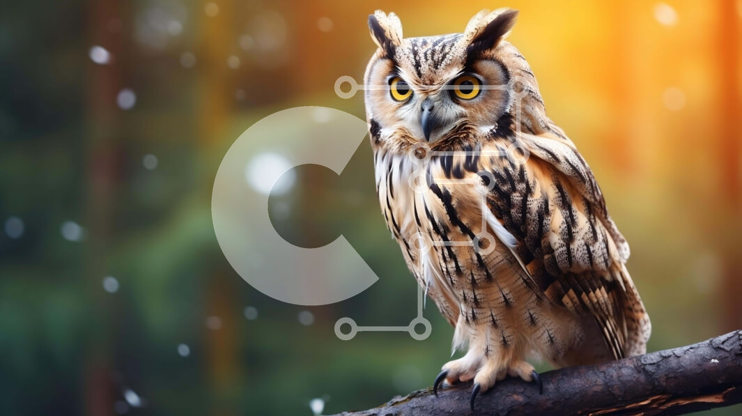 Intra Συλλεκτικό Ξύλινο Παζλ Plywood  4mm - Κουκουβάγια σκαρφαλωμένη σε ένα κλαδί στο δάσος με το χιόνι που πέφτει Σε Ξύλινο Κουτί - Διαστάσεις: 10x10 cm – 25 κομμάτια