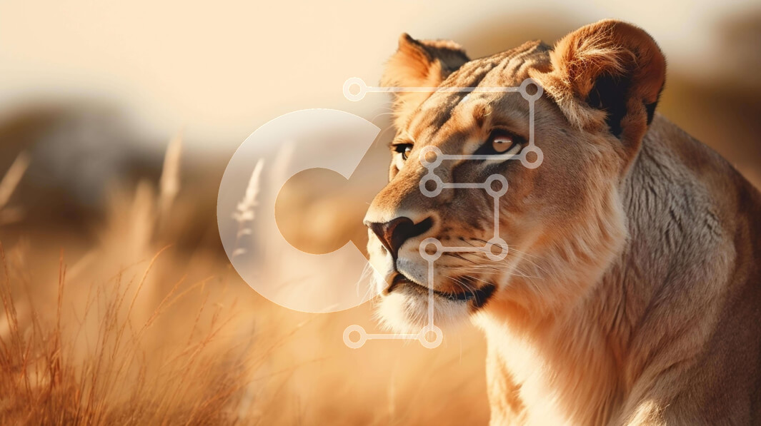 Σετ των 2 Intra Συλλεκτικό Ξύλινο Παζλ Plywood  4mm - Περίεργο λιοντάρι στα ψηλά χόρτα Σε Ξύλινο Κουτί - Διαστάσεις: 10x10 cm – 25 κομμάτια