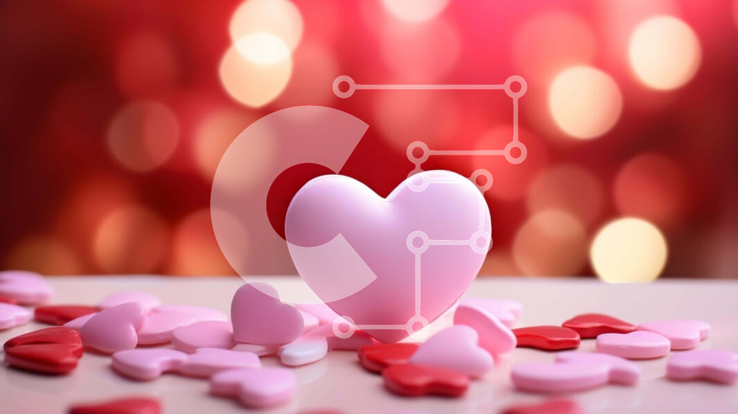 Intra Συλλεκτικό Ξύλινο Παζλ Plywood  4mm - Ροζ καρδιά με φόντο κόκκινο και ροζ καρδιές Σε Ξύλινο Κουτί - Διαστάσεις Puzzle: 10x10 cm – 25 κομμάτια