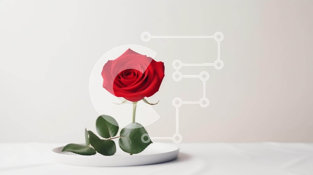 Intra Συλλεκτικό Ξύλινο Παζλ Plywood  4mm - Μονό κόκκινο τριαντάφυλλο σε λευκό μπολ Σε Ξύλινο Κουτί - Διαστάσεις: 10x10 cm – 25 κομμάτια