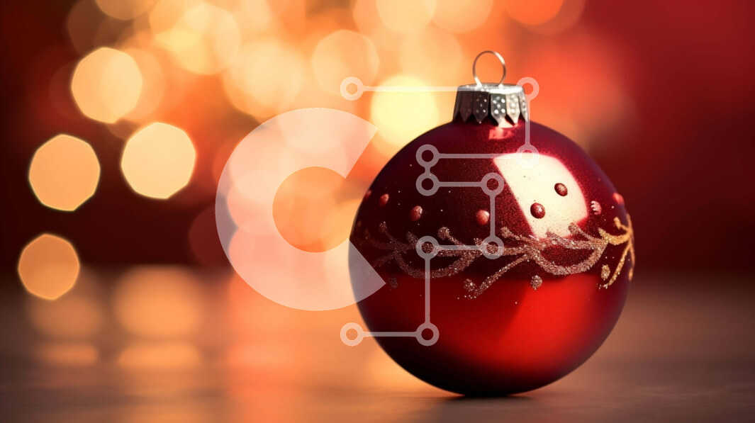 Intra Συλλεκτικό Ξύλινο Παζλ Plywood  4mm - Κόκκινη γυάλινη μπάλα στο τραπέζι με πορτοκαλί και κόκκινο φόντο Σε Ξύλινο Κουτί - Διαστάσεις Puzzle: 10x10 cm – 25 κομμάτια