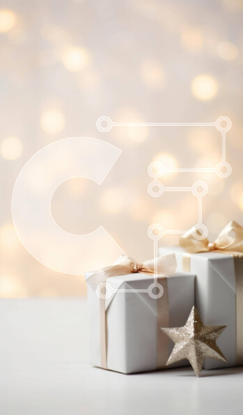 Intra Συλλεκτικό Ξύλινο Παζλ Plywood  4mm - Λευκά κουτιά δώρων με χρυσά αστέρια σε φωτισμένο φόντο Σε Ξύλινο Κουτί - Διαστάσεις: 10x10 cm – 25 κομμάτια