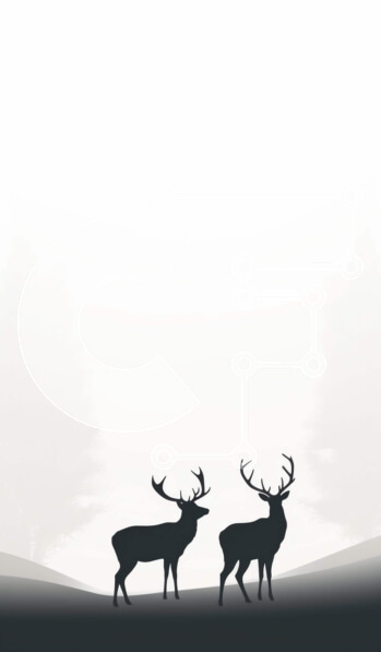 Σετ των 2 Intra Συλλεκτικό Ξύλινο Παζλ Plywood  4mm - Σιλουέτα δύο ελαφιών στο ομιχλώδες δάσος Σε Ξύλινο Κουτί - Διαστάσεις: 10x10 cm – 25 κομμάτια