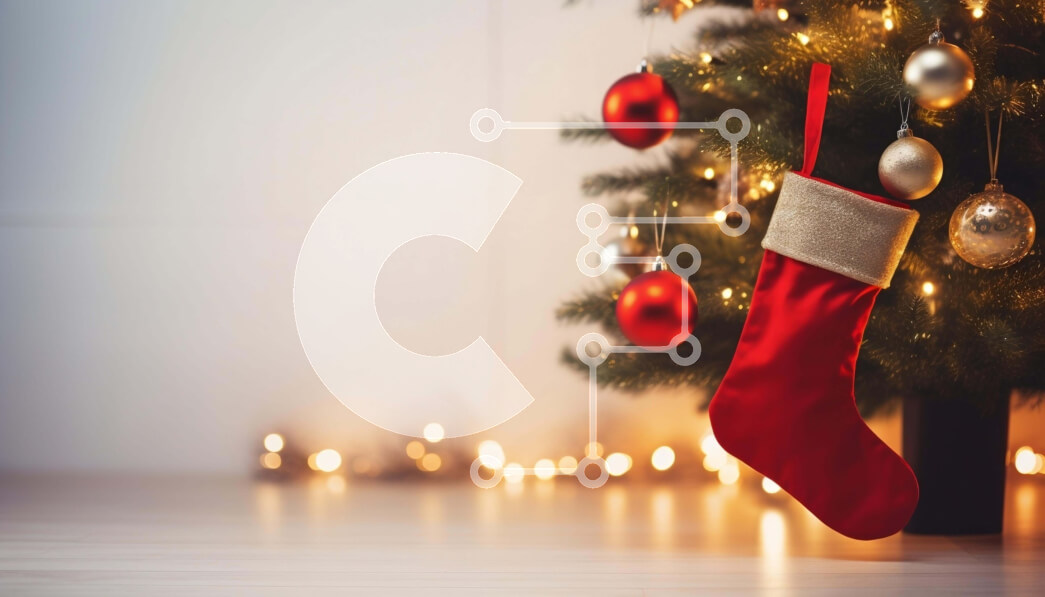 Intra Συλλεκτικό Ξύλινο Παζλ Plywood  4mm - Κόκκινη κάλτσα που κρέμεται από χριστουγεννιάτικο δέντρο με φωτάκια και στολίδια Σε Ξύλινο Κουτί - Διαστάσεις: 10x10 cm – 25 κομμάτια