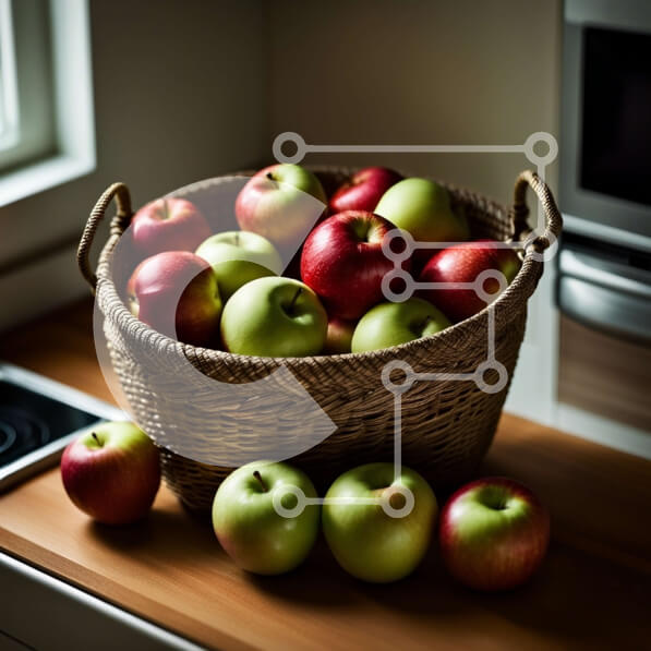 Σετ των 2 Intra Συλλεκτικό Ξύλινο Παζλ Plywood  4mm - Νόστιμα μήλα σε ένα ρουστίκ καλάθι σε έναν ξύλινο πάγκο Σε Ξύλινο Κουτί - Διαστάσεις: 10x10 cm – 25 κομμάτια