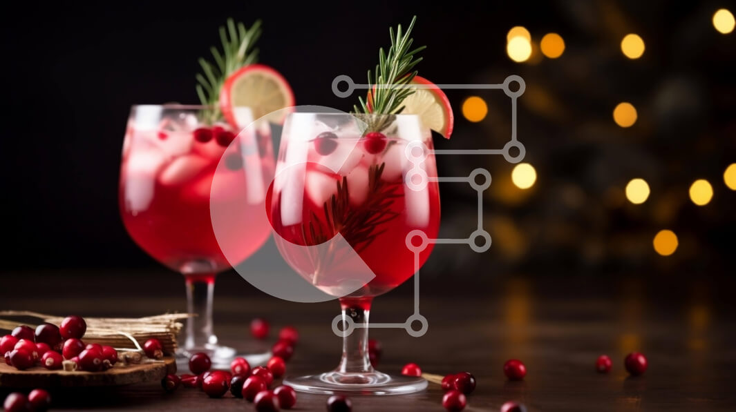 Intra Συλλεκτικό Ξύλινο Παζλ Plywood  4mm - Εορταστικά ποτήρια κόκκινου κρασιού με δεντρολίβανο και κράνμπερι Σε Ξύλινο Κουτί - Διαστάσεις: 10x10 cm – 25 κομμάτια