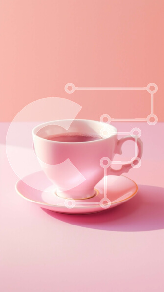 Intra Συλλεκτικό Ξύλινο Παζλ Plywood  4mm - Όμορφη εικόνα με ροζ φλιτζάνι τσαγιού και πιατάκι σε ροζ επιφάνεια Σε Ξύλινο Κουτί - Διαστάσεις: 10x10 cm – 25 κομμάτια