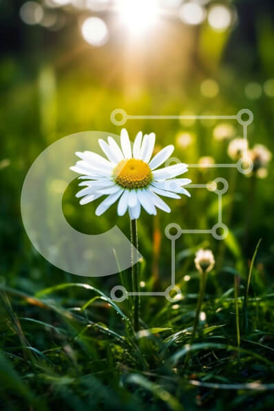 Σετ των 2 Intra Συλλεκτικό Ξύλινο Παζλ Plywood  4mm - Όμορφη εικόνα μιας λευκής μαργαρίτας σε ένα χωράφι στο ηλιοβασίλεμα Σε Ξύλινο Κουτί - Διαστάσεις: 10x10 cm – 25 κομμάτια