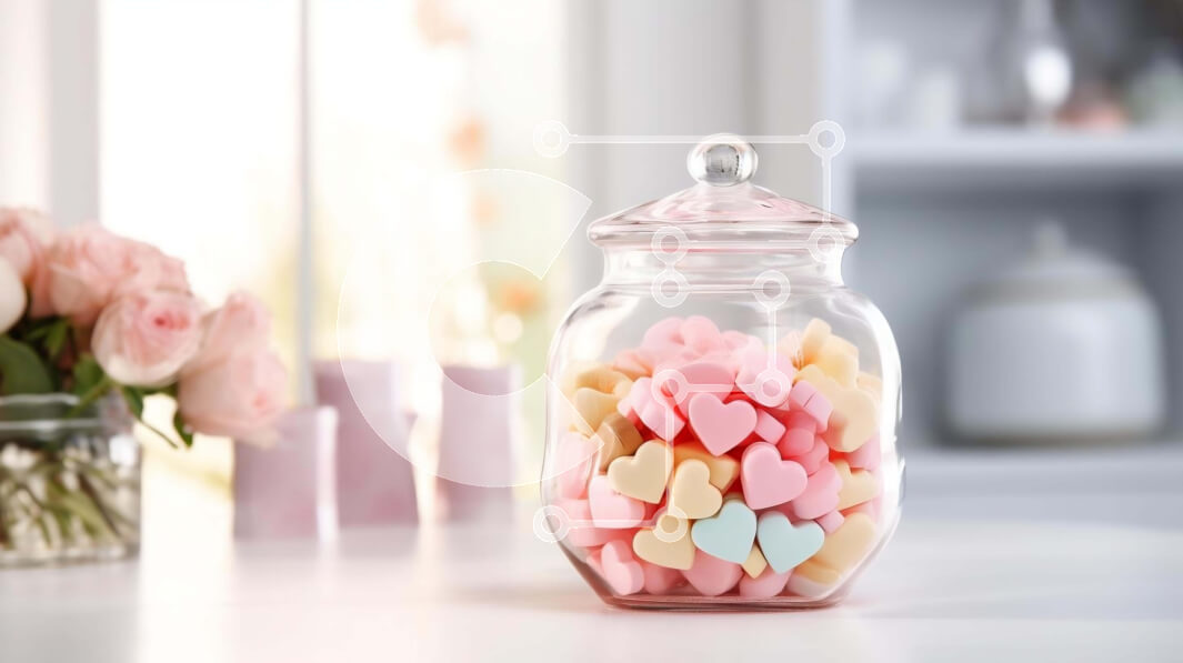 Intra Συλλεκτικό Ξύλινο Παζλ Plywood  4mm - Βαζάκι καραμέλας σε σχήμα καρδιάς για την ημέρα του Αγίου Βαλεντίνου με λουλούδια και κεριά Σε Ξύλινο Κουτί - Διαστάσεις: 10x10 cm – 25 κομμάτια