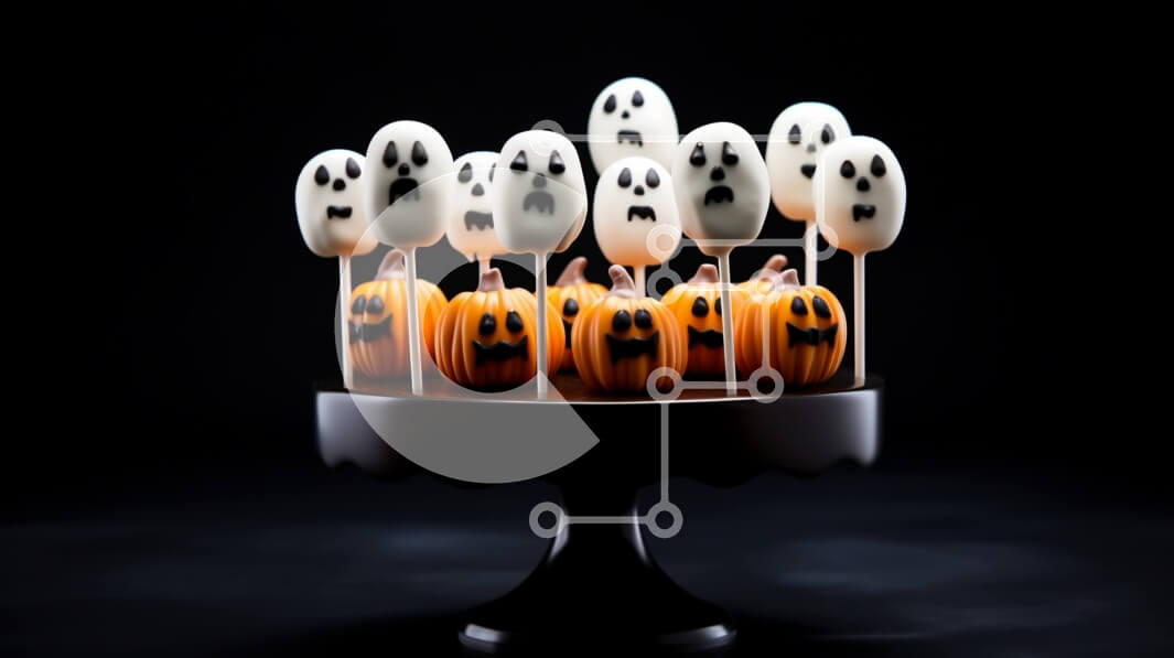 Σετ των 2 Intra Συλλεκτικό Ξύλινο Παζλ Plywood  4mm - Cake Pops διακοσμημένο με φαντάσματα και κολοκύθες Σε Ξύλινο Κουτί - Διαστάσεις: 10x10 cm – 25 κομμάτια