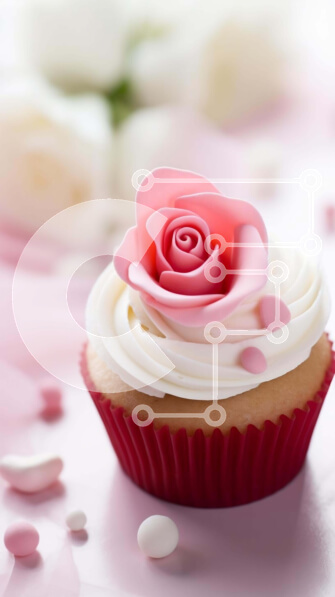 Intra Συλλεκτικό Ξύλινο Παζλ Plywood  4mm - Cupcake με ροζ τριαντάφυλλα και Gummi Bears Σε Ξύλινο Κουτί - Διαστάσεις: 10x10 cm – 25 κομμάτια