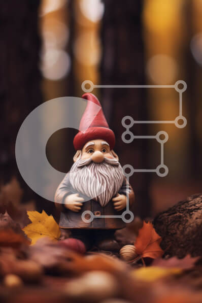 Σετ των 2 Intra Συλλεκτικό Ξύλινο Παζλ Plywood  4mm - Ειδώλιο Gnome σε πεσμένα φύλλα στο δάσος Σε Ξύλινο Κουτί - Διαστάσεις: 10x10 cm – 25 κομμάτια