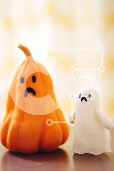 Intra Συλλεκτικό Ξύλινο Παζλ Plywood  4mm - Θλιμμένα ειδώλια κολοκύθας και φαντασμάτων από πηλό Σε Ξύλινο Κουτί - Διαστάσεις Puzzle: 10x10 cm – 25 κομμάτια