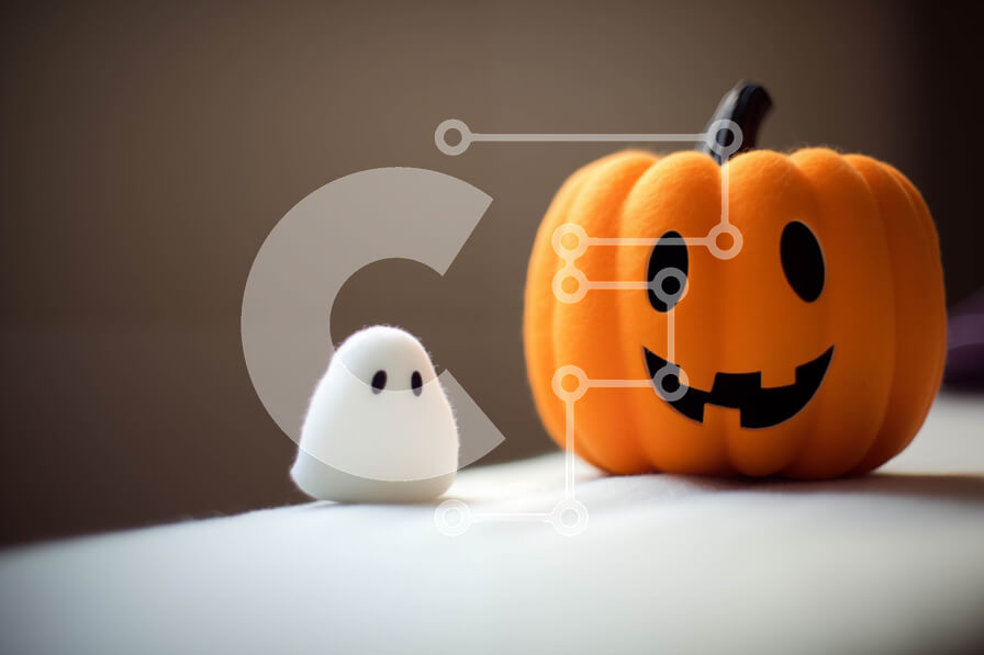 Intra Συλλεκτικό Ξύλινο Παζλ Plywood  4mm - Halloween Ghost που κάθεται δίπλα στη διακόσμηση κολοκύθας Σε Ξύλινο Κουτί - Διαστάσεις: 10x10 cm – 25 κομμάτια