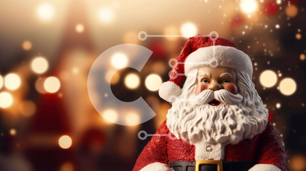 Intra Συλλεκτικό Ξύλινο Παζλ Plywood  4mm - Ειδώλιο Άγιου Βασίλη με χριστουγεννιάτικα φώτα και φόντο Bokeh Σε Ξύλινο Κουτί - Διαστάσεις: 10x10 cm – 25 κομμάτια