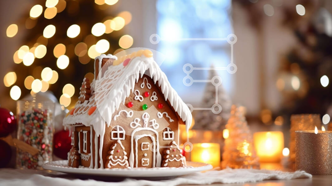 Intra Συλλεκτικό Ξύλινο Παζλ Plywood  4mm - Gingerbread House Διακοσμημένο για τις γιορτές Σε Ξύλινο Κουτί - Διαστάσεις: 10x10 cm – 25 κομμάτια