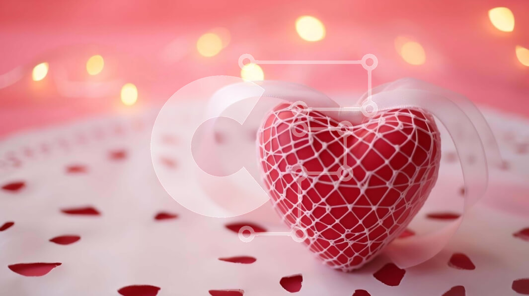 Intra Συλλεκτικό Ξύλινο Παζλ Plywood  4mm - Κόκκινο στολίδι σε σχήμα καρδιάς σε περίτεχνα διακοσμημένο πετσετάκι Σε Ξύλινο Κουτί - Διαστάσεις: 10x10 cm – 25 κομμάτια