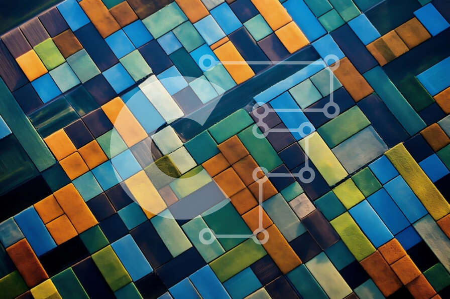 Intra Συλλεκτικό Ξύλινο Παζλ Plywood  4mm - Ζωντανό και φωτεινό μωσαϊκό από μικρά τετράγωνα πλακάκια Σε Ξύλινο Κουτί - Διαστάσεις Puzzle: 10x10 cm – 25 κομμάτια