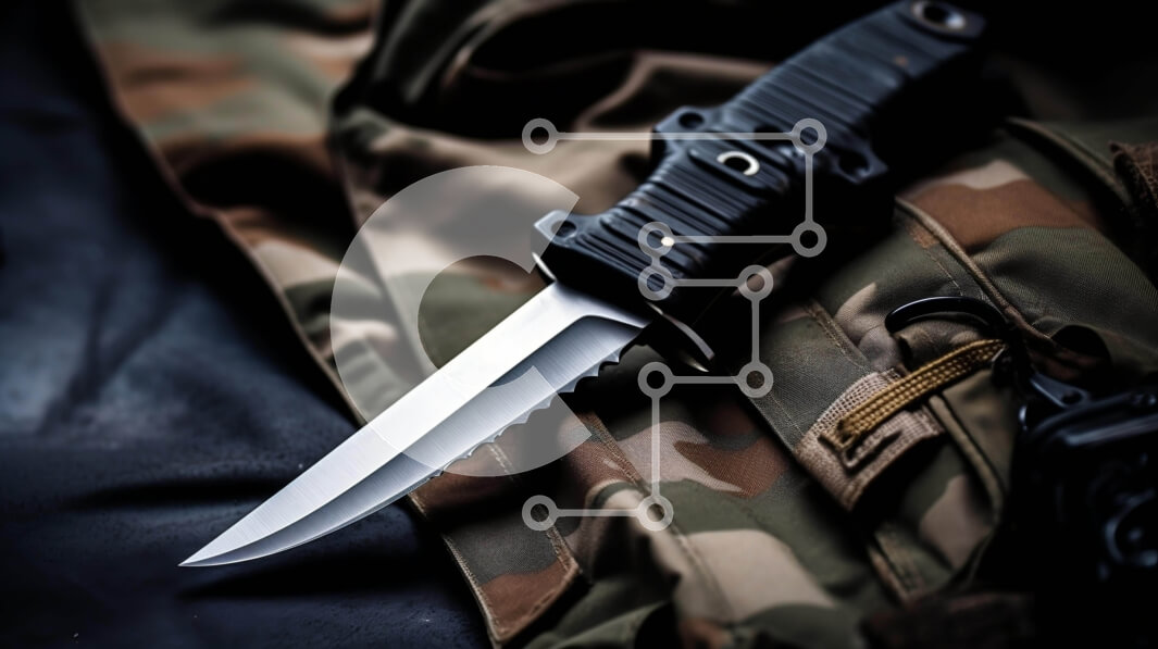 Intra Συλλεκτικό Ξύλινο Παζλ Plywood  4mm - Μαχαίρι σε καμουφλαρισμένα ρούχα Σε Ξύλινο Κουτί - Διαστάσεις Puzzle: 10x10 cm – 25 κομμάτια