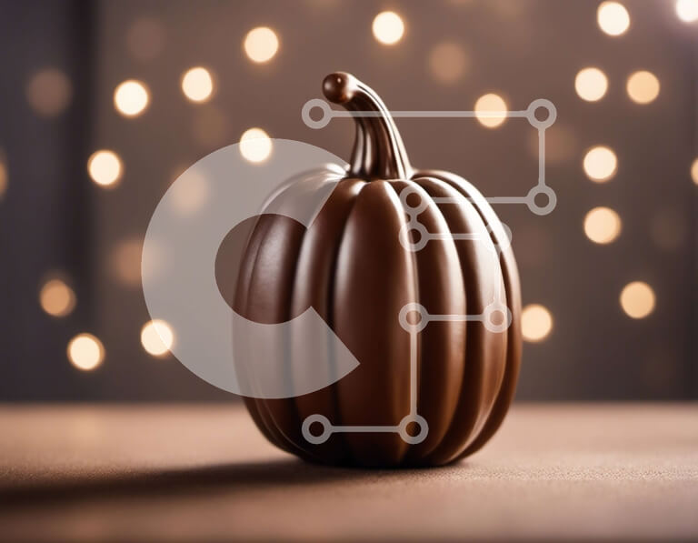 Intra Συλλεκτικό Ξύλινο Παζλ Plywood  4mm - Κολοκύθα μαύρης σοκολάτας σε φωτισμένο φόντο Σε Ξύλινο Κουτί - Διαστάσεις Puzzle: 10x10 cm – 25 κομμάτια