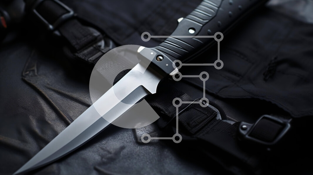 Intra Συλλεκτικό Ξύλινο Παζλ Plywood  4mm - Μαχαίρι που στηρίζεται σε μια μαύρη ζώνη Σε Ξύλινο Κουτί - Διαστάσεις: 10x10 cm – 25 κομμάτια