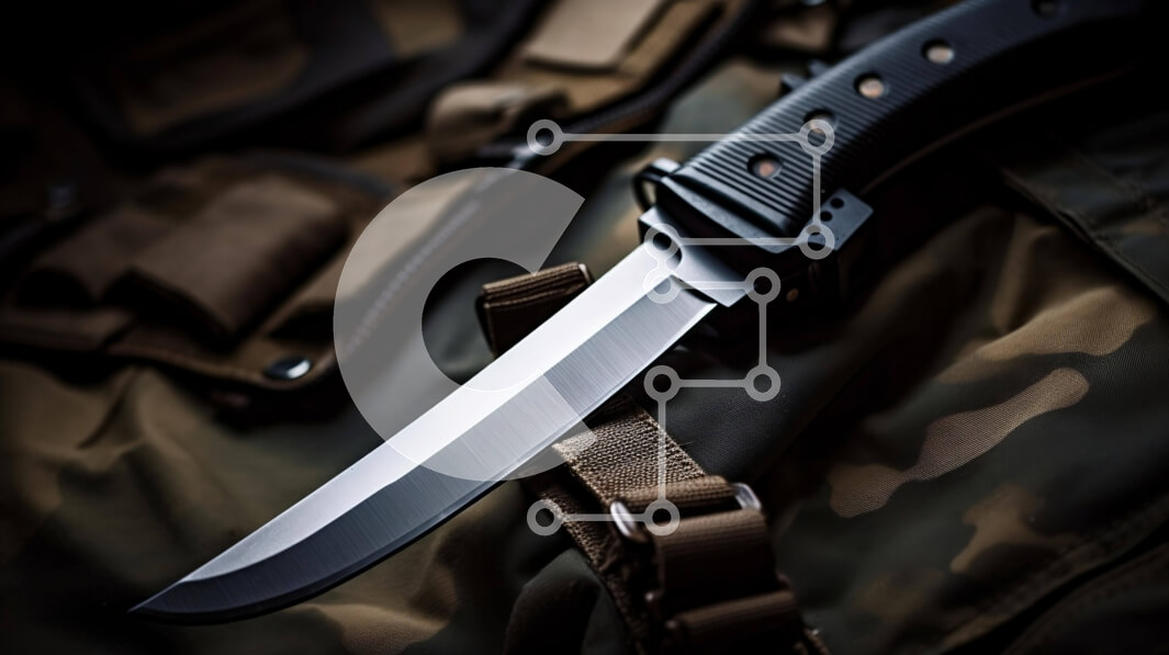 Intra Συλλεκτικό Ξύλινο Παζλ Plywood  4mm - Μαχαίρι σε μπουφάν παραλλαγής στρατού Σε Ξύλινο Κουτί - Διαστάσεις: 10x10 cm – 25 κομμάτια