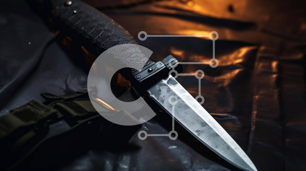 Intra Συλλεκτικό Ξύλινο Παζλ Plywood  4mm - Μαχαίρι σε μαύρη τσάντα Σε Ξύλινο Κουτί - Διαστάσεις: 10x10 cm – 25 κομμάτια