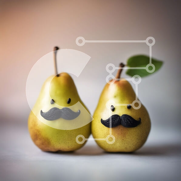 Σετ των 2 Intra Συλλεκτικό Ξύλινο Παζλ Plywood  4mm - Δύο αχλάδια μουστακιού σε γκρι φόντο Σε Ξύλινο Κουτί - Διαστάσεις: 10x10 cm – 25 κομμάτια