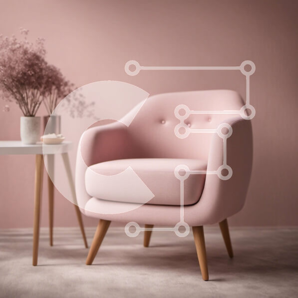 Intra Συλλεκτικό Ξύλινο Παζλ Plywood  4mm - Άδειο δωμάτιο με ροζ καρέκλα και ξύλινα πόδια Σε Ξύλινο Κουτί - Διαστάσεις Puzzle: 10x10 cm – 25 κομμάτια