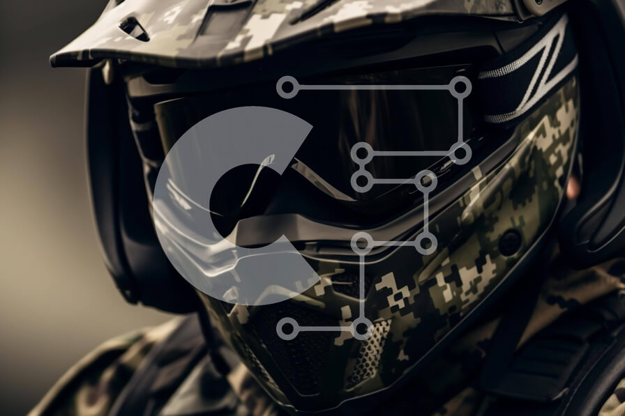 Intra Συλλεκτικό Ξύλινο Παζλ Plywood  4mm - Άνδρας με πορτοκαλί κράνος παραλλαγής και γυαλιά για το Paintball Σε Ξύλινο Κουτί - Διαστάσεις Puzzle: 10x10 cm – 25 κομμάτια