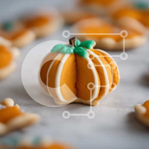 Σετ των 2 Intra Συλλεκτικό Ξύλινο Παζλ Plywood  4mm - Ομάδα μπισκότων σε σχήμα κολοκύθας σε πορτοκαλί φόντο Σε Ξύλινο Κουτί - Διαστάσεις: 10x10 cm – 25 κομμάτια