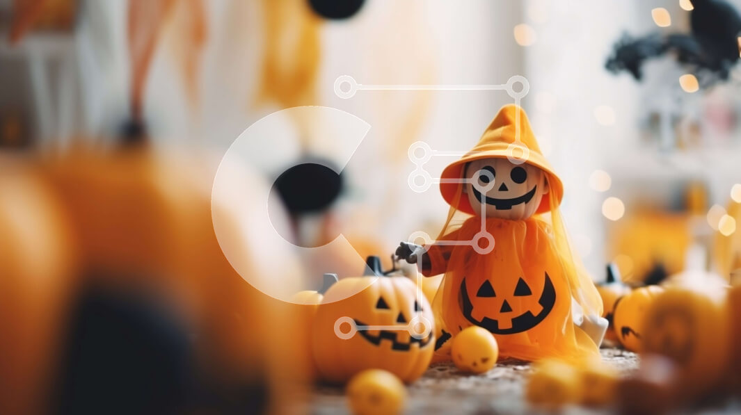 Intra Συλλεκτικό Ξύλινο Παζλ Plywood  4mm - Κούκλα αποκριών που κάθεται στις κολοκύθες Σε Ξύλινο Κουτί - Διαστάσεις Puzzle: 10x10 cm – 25 κομμάτια