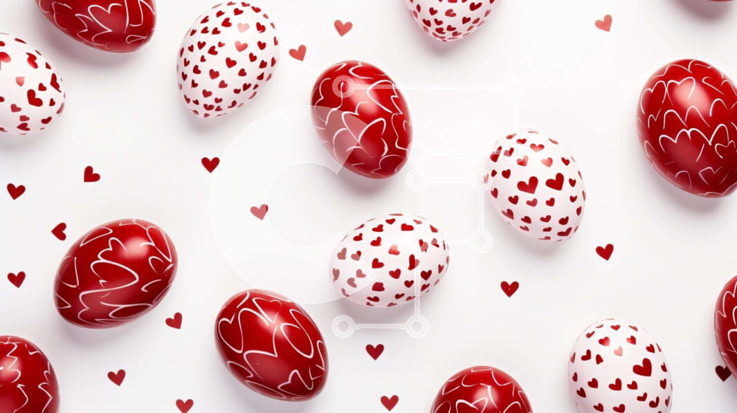 Intra Συλλεκτικό Ξύλινο Παζλ Plywood  4mm - Κόκκινα και λευκά αυγά ζωγραφισμένα στην καρδιά για την ημέρα του Αγίου Βαλεντίνου Σε Ξύλινο Κουτί - Διαστάσεις: 10x10 cm – 25 κομμάτια