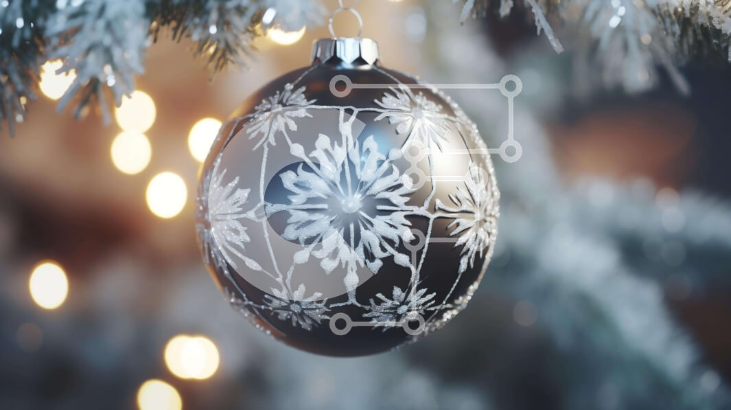 Intra Συλλεκτικό Ξύλινο Παζλ Plywood  4mm - Στολίδι με νιφάδα χιονιού που κρέμεται σε αειθαλές δέντρο Σε Ξύλινο Κουτί - Διαστάσεις: 10x10 cm – 25 κομμάτια