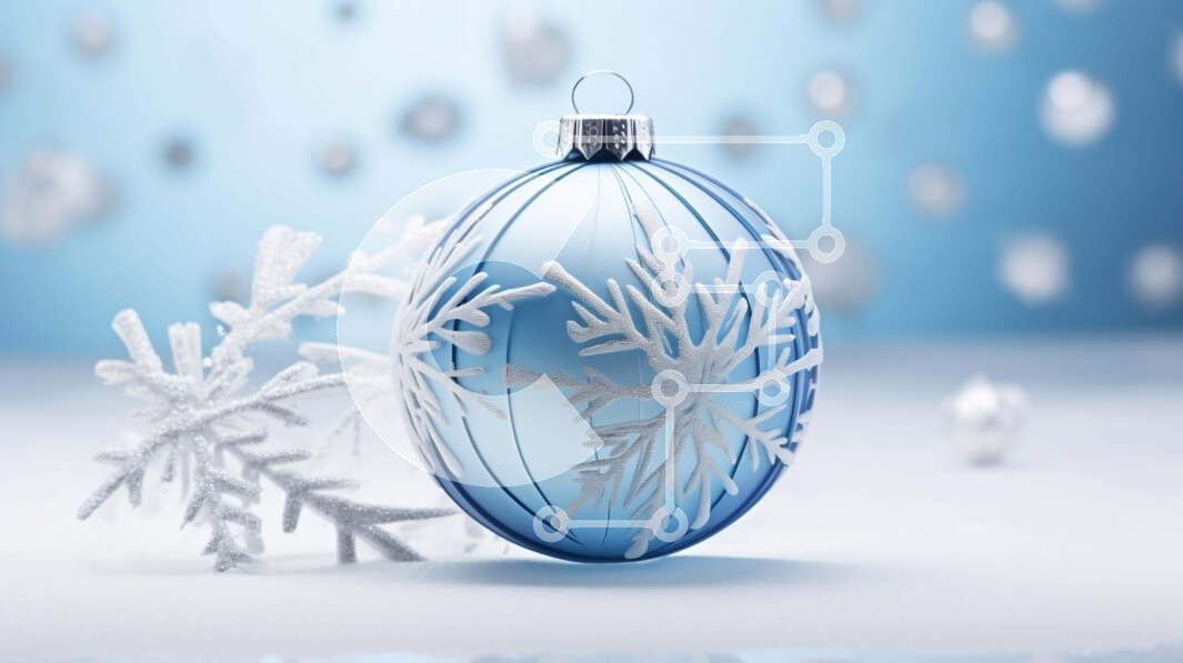 Intra Συλλεκτικό Ξύλινο Παζλ Plywood  4mm - Μπλε γυάλινη μπάλα με νιφάδες χιονιού και διακοσμητικά Σε Ξύλινο Κουτί - Διαστάσεις: 10x10 cm – 25 κομμάτια