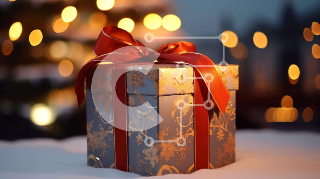 Intra Συλλεκτικό Ξύλινο Παζλ Plywood  4mm - Ασημένιο και χρυσό κουτί δώρου με κόκκινη κορδέλα Σε Ξύλινο Κουτί - Διαστάσεις: 10x10 cm – 25 κομμάτια