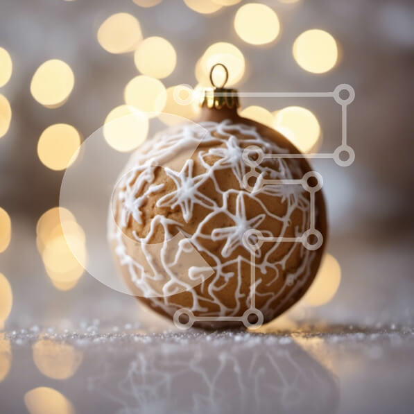 Intra Συλλεκτικό Ξύλινο Παζλ Plywood  4mm - Χρυσή Χριστουγεννιάτικη μπάλα στολίδι με φόντο νιφάδες χιονιού Σε Ξύλινο Κουτί - Διαστάσεις: 10x10 cm – 25 κομμάτια