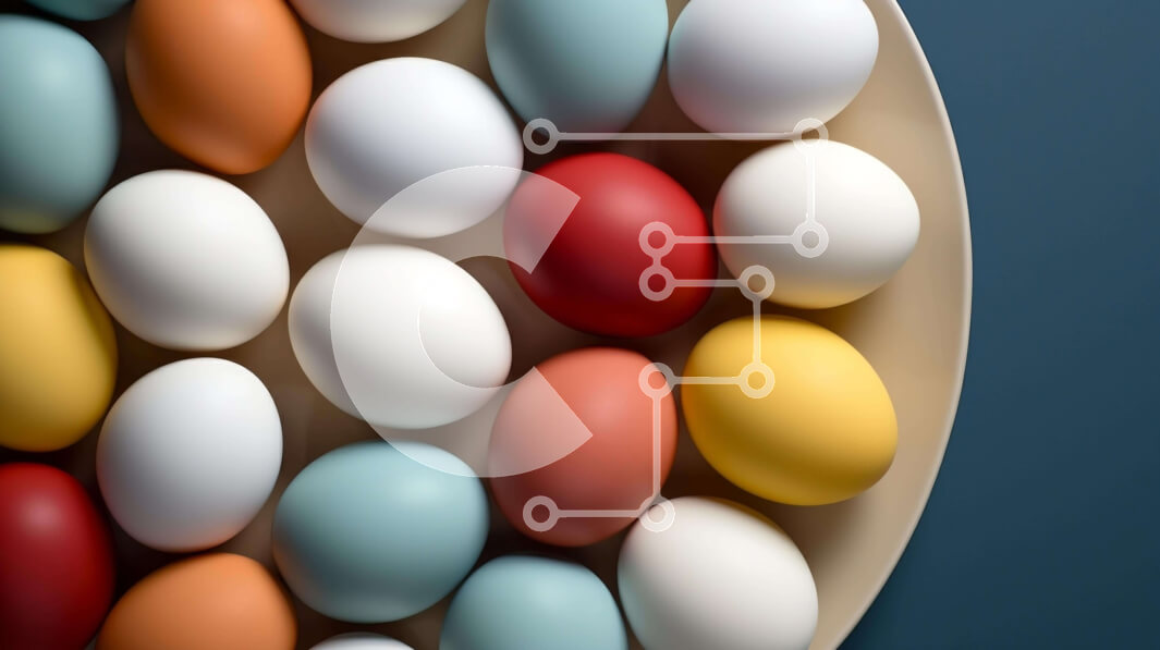 Intra Συλλεκτικό Ξύλινο Παζλ Plywood  4mm - Πιάτο με πολύχρωμα Πασχαλινά αυγά Σε Ξύλινο Κουτί - Διαστάσεις: 10x10 cm – 25 κομμάτια