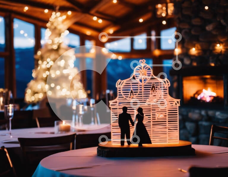 Intra Συλλεκτικό Ξύλινο Παζλ Plywood  4mm - Ρομαντική ρύθμιση τραπεζαρίας για εκδηλώσεις Σε Ξύλινο Κουτί - Διαστάσεις Puzzle: 10x10 cm – 25 κομμάτια