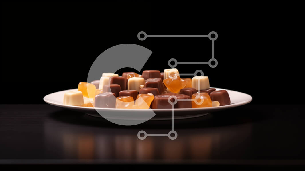 Σετ των 2 Intra Συλλεκτικό Ξύλινο Παζλ Plywood  4mm - Πιάτο με καραμέλες σοκολάτας, πορτοκαλιού και καραμέλας Σε Ξύλινο Κουτί - Διαστάσεις: 10x10 cm – 25 κομμάτια