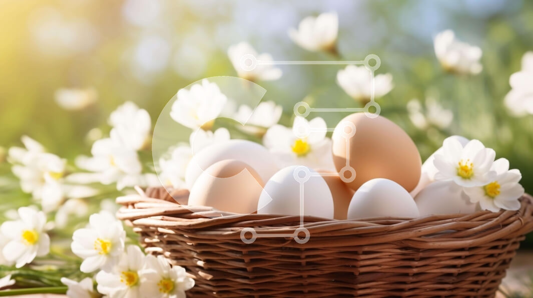 Intra Συλλεκτικό Ξύλινο Παζλ Plywood  4mm - Πασχαλινό καλάθι με λευκά αυγά και μαργαρίτες Σε Ξύλινο Κουτί - Διαστάσεις: 10x10 cm – 25 κομμάτια