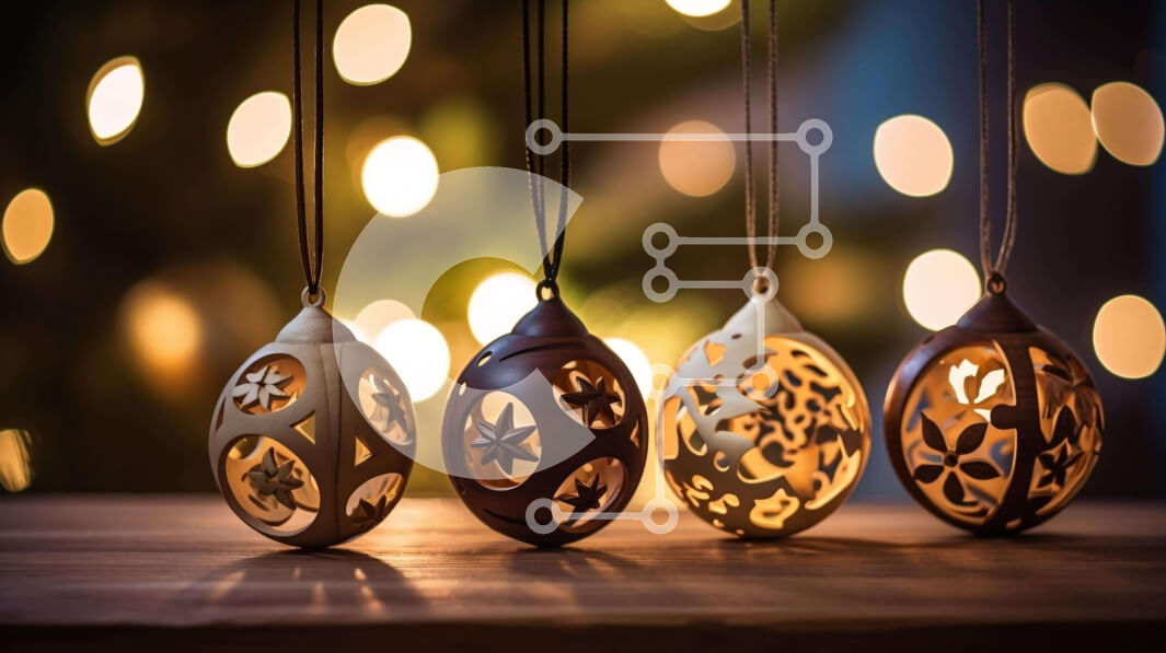 Intra Συλλεκτικό Ξύλινο Παζλ Plywood  4mm - Πολύχρωμα ξύλινα στολίδια που κρέμονται σε κορδόνια Σε Ξύλινο Κουτί - Διαστάσεις Puzzle: 10x10 cm – 25 κομμάτια