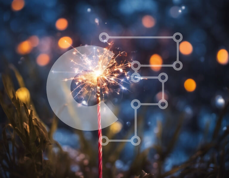 Intra Συλλεκτικό Ξύλινο Παζλ Plywood  4mm - Βεγγαλικό με φωτεινό νυχτερινό ουρανό Σε Ξύλινο Κουτί - Διαστάσεις Puzzle: 10x10 cm – 25 κομμάτια