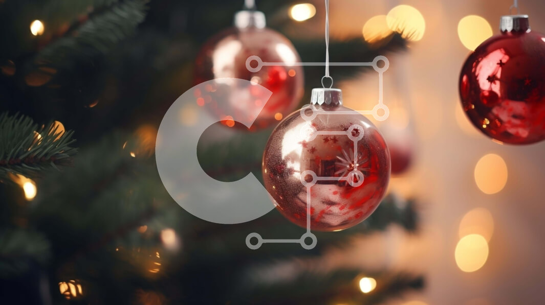 Intra Συλλεκτικό Ξύλινο Παζλ Plywood  4mm - Κόκκινα στολίδια που κρέμονται από το χριστουγεννιάτικο δέντρο Σε Ξύλινο Κουτί - Διαστάσεις: 10x10 cm – 25 κομμάτια